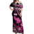 Hawaii Maui Upena Kiloi Off Shoulder Maxi Dress Kakau Tribal Pattern Pink Version