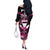 Hawaii Maui Upena Kiloi Off The Shoulder Long Sleeve Dress Kakau Tribal Pattern Pink Version