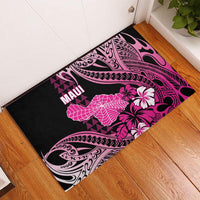 Hawaii Maui Upena Kiloi Rubber Doormat Kakau Tribal Pattern Pink Version