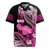 Hawaii Maui Upena Kiloi Rugby Jersey Kakau Tribal Pattern Pink Version
