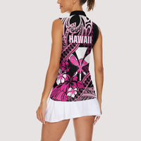 Hawaii Maui Upena Kiloi Women Sleeveless Polo Shirt Kakau Tribal Pattern Pink Version
