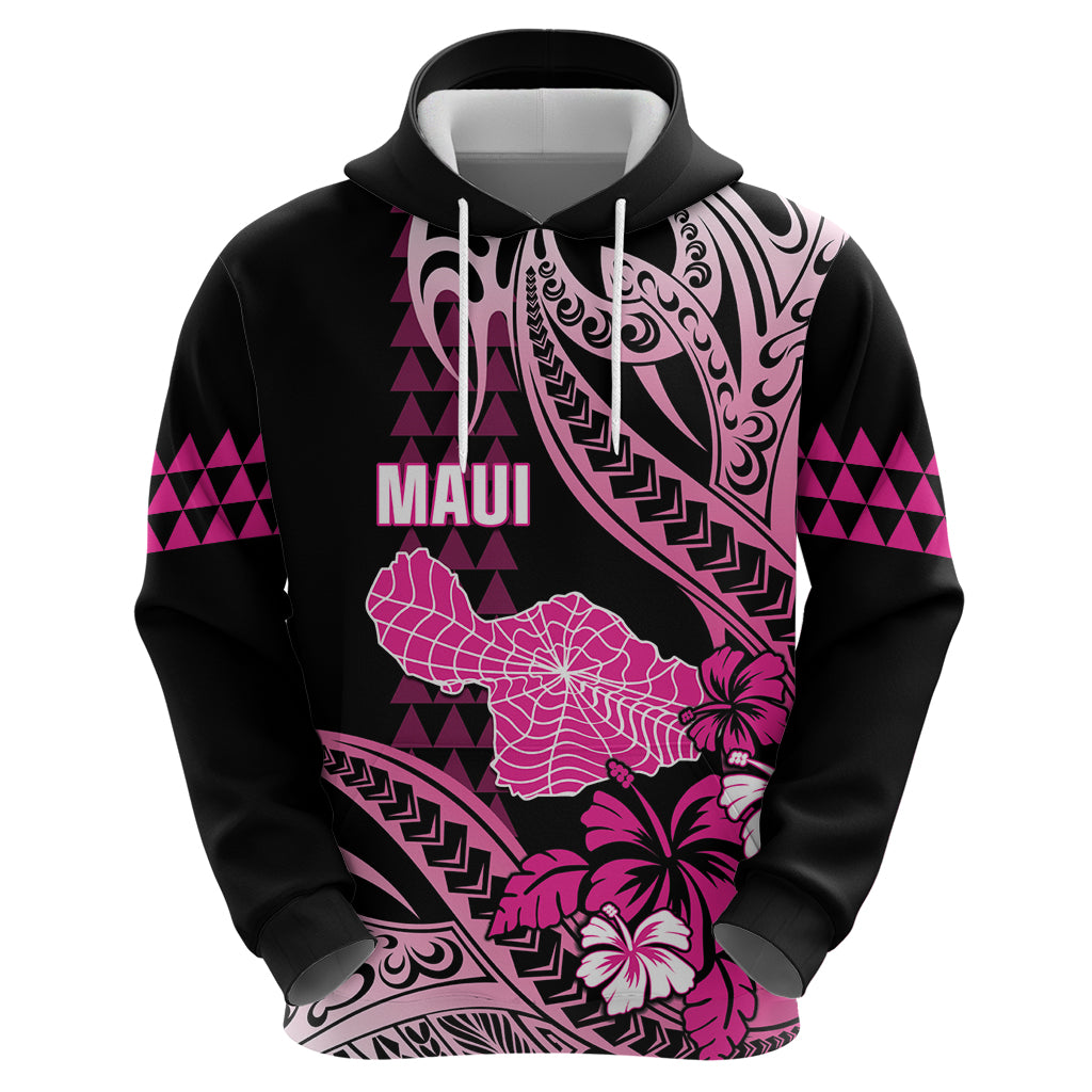 Hawaii Maui Upena Kiloi Zip Hoodie Kakau Tribal Pattern Pink Version