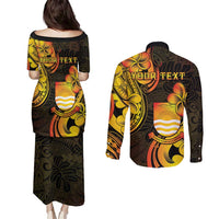 Personalised Kiribati Independence Day Couples Matching Puletasi and Long Sleeve Button Shirt 46th Anniversary