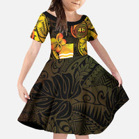 Personalised Kiribati Independence Day Family Matching Off Shoulder Maxi Dress and Hawaiian Shirt 46th Anniversary