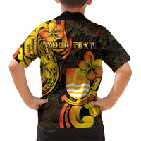 Personalised Kiribati Independence Day Family Matching Short Sleeve Bodycon Dress and Hawaiian Shirt 46th Anniversary