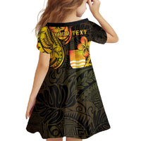 Personalised Kiribati Independence Day Family Matching Short Sleeve Bodycon Dress and Hawaiian Shirt 46th Anniversary