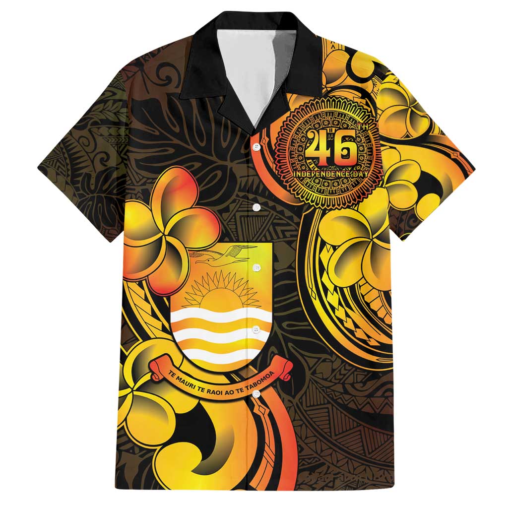Personalised Kiribati Independence Day Family Matching Short Sleeve Bodycon Dress and Hawaiian Shirt 46th Anniversary