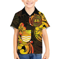 Personalised Kiribati Independence Day Family Matching Short Sleeve Bodycon Dress and Hawaiian Shirt 46th Anniversary