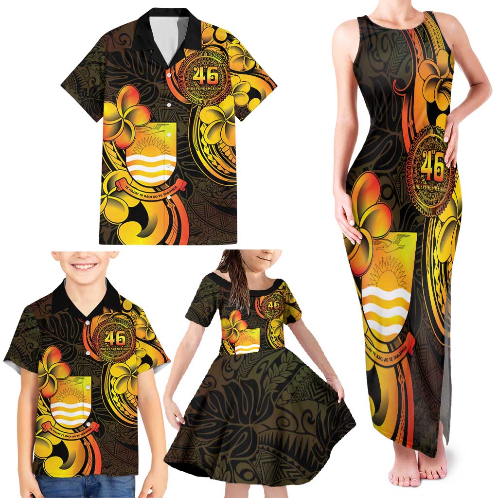 Personalised Kiribati Independence Day Family Matching Tank Maxi Dress and Hawaiian Shirt 46th Anniversary
