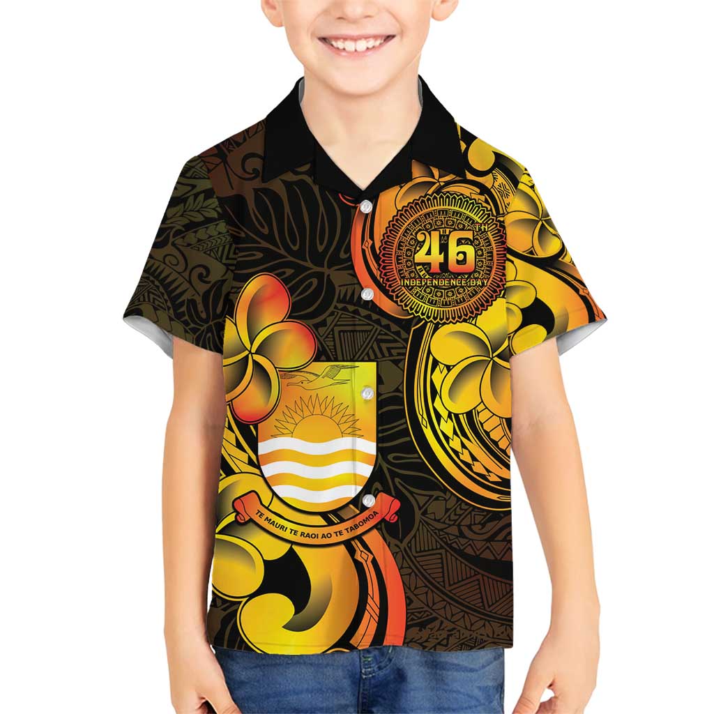 Personalised Kiribati Independence Day Family Matching Tank Maxi Dress and Hawaiian Shirt 46th Anniversary