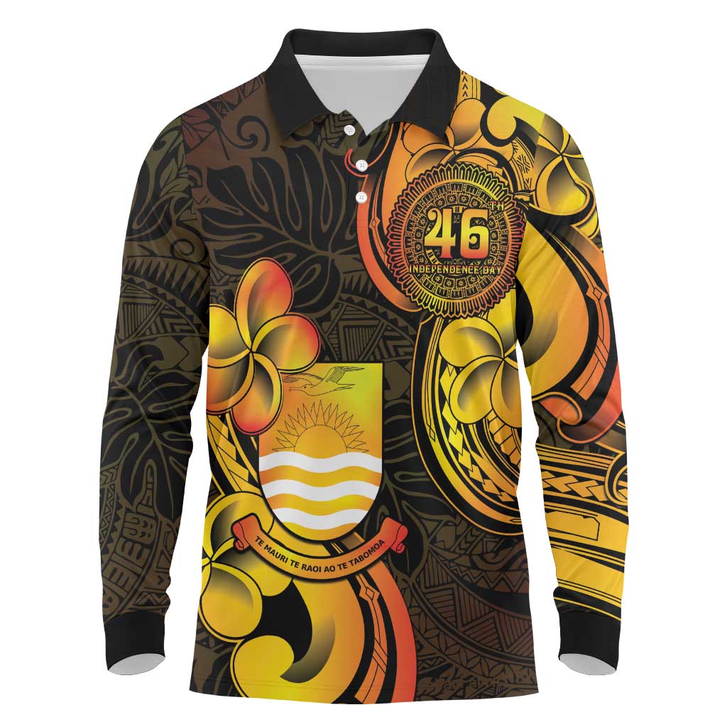 Personalised Kiribati Independence Day Long Sleeve Polo Shirt 46th Anniversary