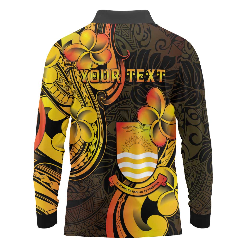 Personalised Kiribati Independence Day Long Sleeve Polo Shirt 46th Anniversary