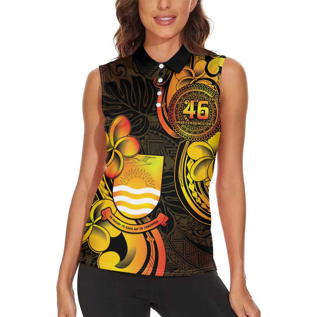 Personalised Kiribati Independence Day Women Sleeveless Polo Shirt 46th Anniversary