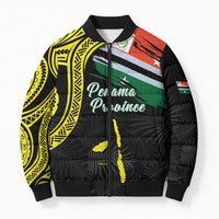 Personalised Vanuatu Penama Day Bomber Puffer Jacket Grunge Flag Style - Polynesian Pride