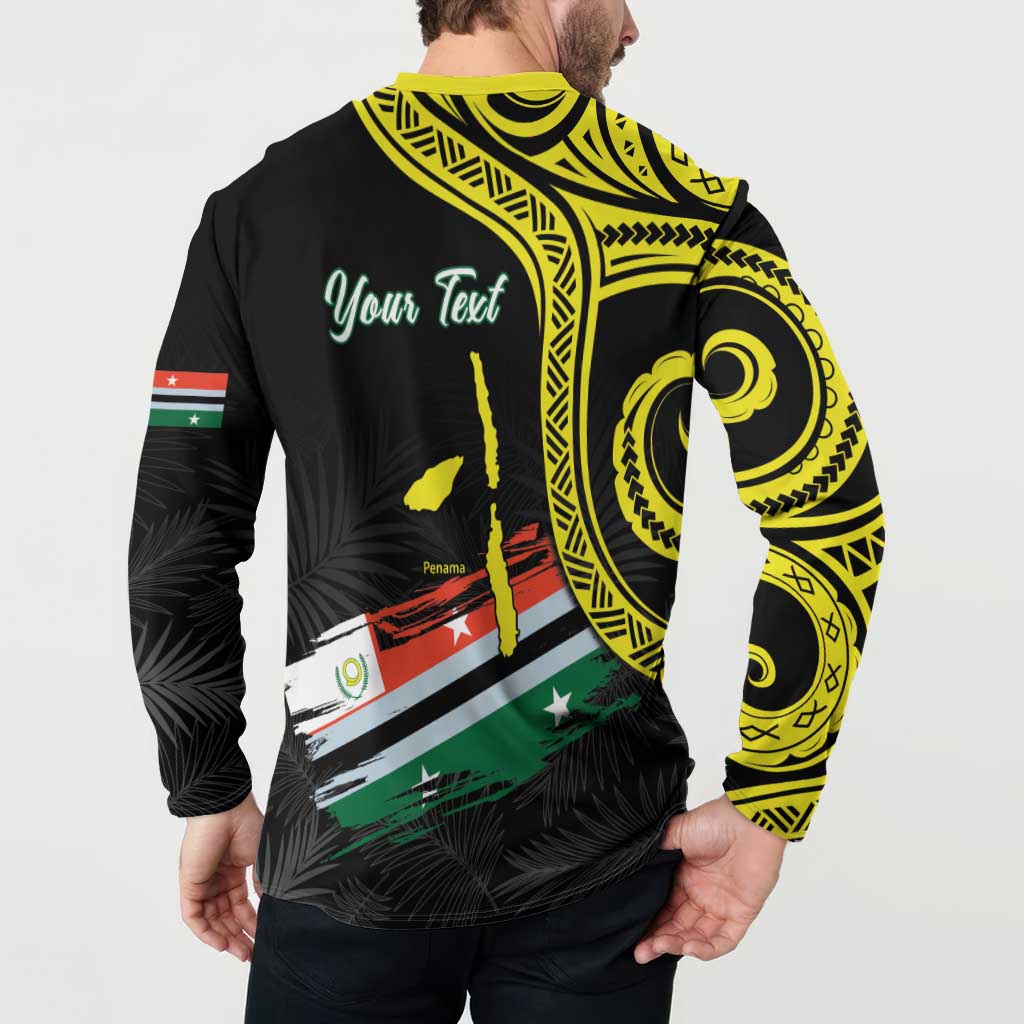 Personalised Vanuatu Penama Day Button Sweatshirt Grunge Flag Style - Polynesian Pride