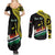 Personalised Vanuatu Penama Day Couples Matching Summer Maxi Dress and Long Sleeve Button Shirt Grunge Flag Style - Polynesian Pride