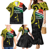 Personalised Vanuatu Penama Day Family Matching Mermaid Dress and Hawaiian Shirt Grunge Flag Style - Polynesian Pride