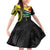 Personalised Vanuatu Penama Day Family Matching Off Shoulder Short Dress and Hawaiian Shirt Grunge Flag Style - Polynesian Pride