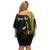 Personalised Vanuatu Penama Day Family Matching Off Shoulder Short Dress and Hawaiian Shirt Grunge Flag Style - Polynesian Pride