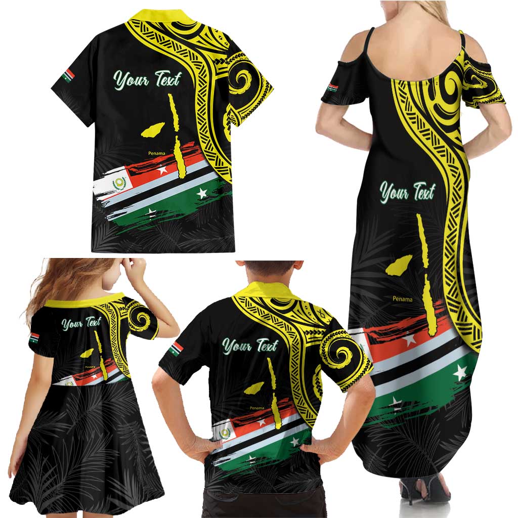 Personalised Vanuatu Penama Day Family Matching Summer Maxi Dress and Hawaiian Shirt Grunge Flag Style - Polynesian Pride