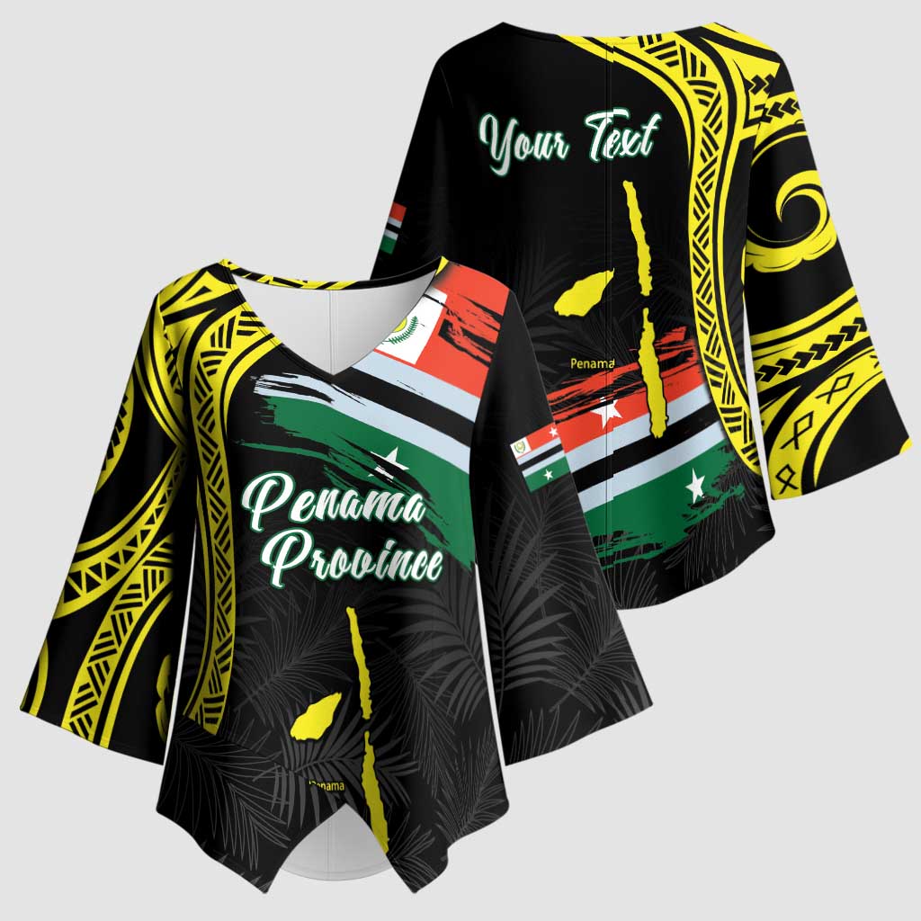 Personalised Vanuatu Penama Day Kimono Sleeve Blouse Grunge Flag Style - Polynesian Pride