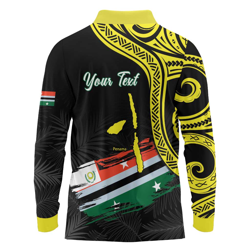 Personalised Vanuatu Penama Day Long Sleeve Polo Shirt Grunge Flag Style - Polynesian Pride