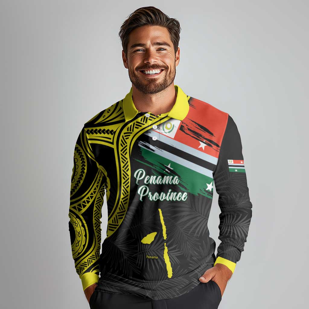 Personalised Vanuatu Penama Day Long Sleeve Polo Shirt Grunge Flag Style - Polynesian Pride