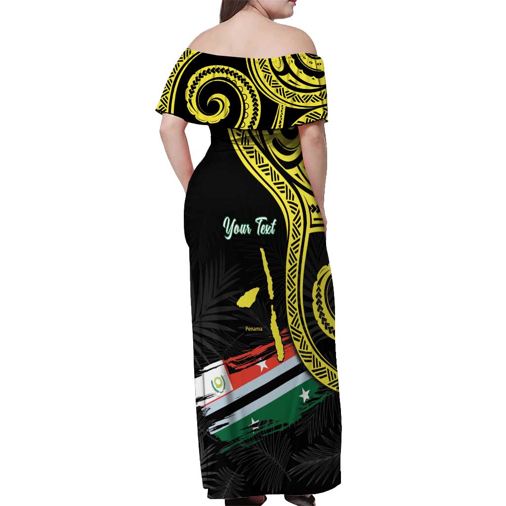 Personalised Vanuatu Penama Day Off Shoulder Maxi Dress Grunge Flag Style - Polynesian Pride