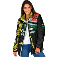 Personalised Vanuatu Penama Day Padded Jacket Grunge Flag Style - Polynesian Pride