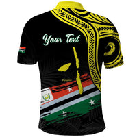 Personalised Vanuatu Penama Day Polo Shirt Grunge Flag Style - Polynesian Pride