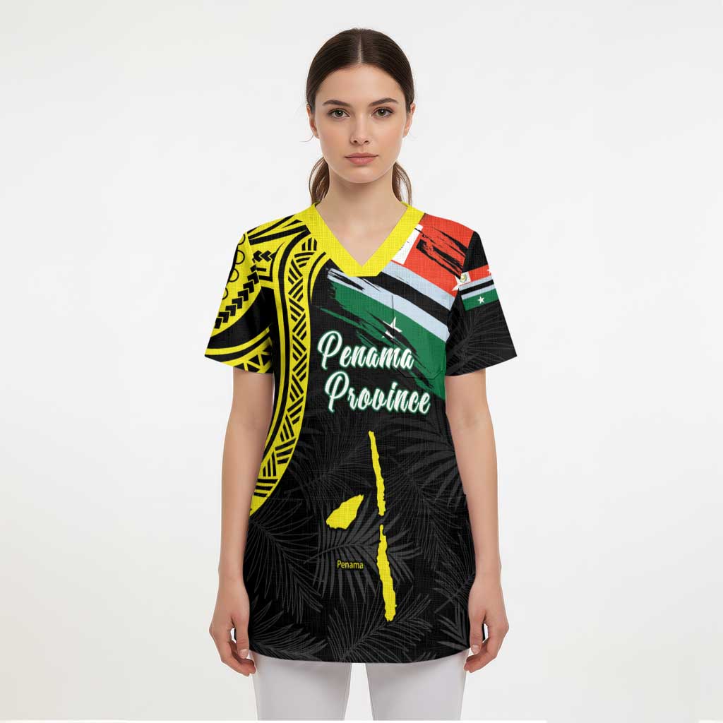 Personalised Vanuatu Penama Day Scrub Top Grunge Flag Style - Polynesian Pride