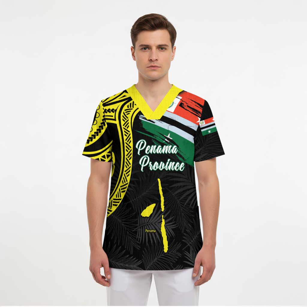 Personalised Vanuatu Penama Day Scrub Top Grunge Flag Style - Polynesian Pride