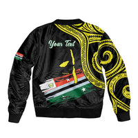 Personalised Vanuatu Penama Day Sleeve Zip Bomber Jacket Grunge Flag Style - Polynesian Pride