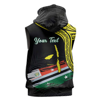 Personalised Vanuatu Penama Day Sleeveless Hoodie Grunge Flag Style - Polynesian Pride