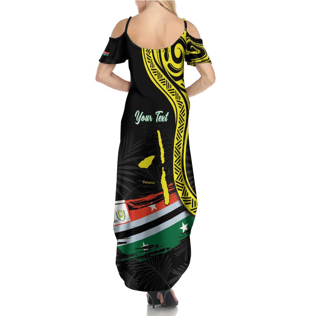 Personalised Vanuatu Penama Day Summer Maxi Dress Grunge Flag Style - Polynesian Pride