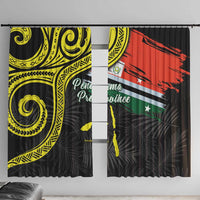 Vanuatu Penama Day Window Curtain Grunge Flag Style - Polynesian Pride