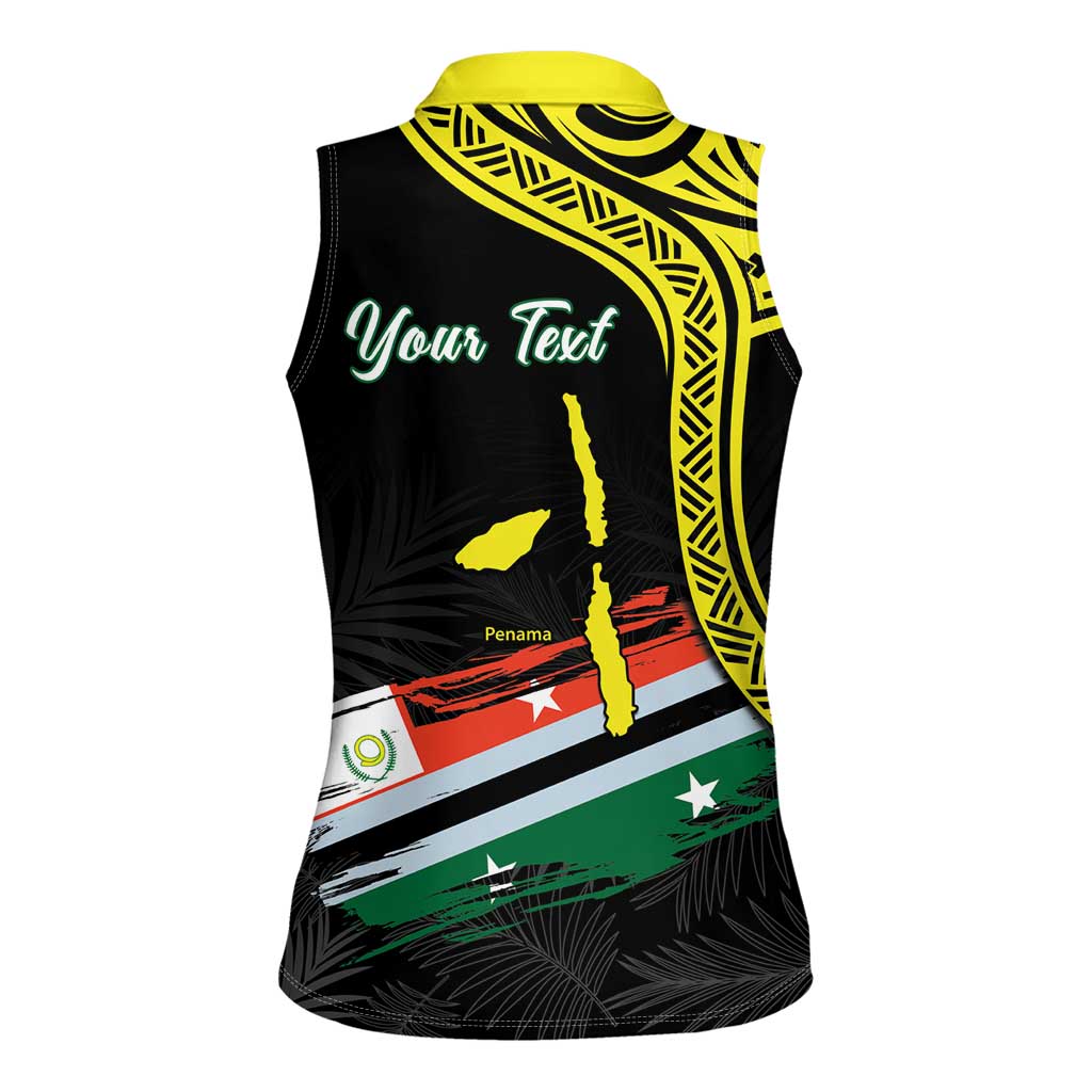 Personalised Vanuatu Penama Day Women Sleeveless Polo Shirt Grunge Flag Style - Polynesian Pride
