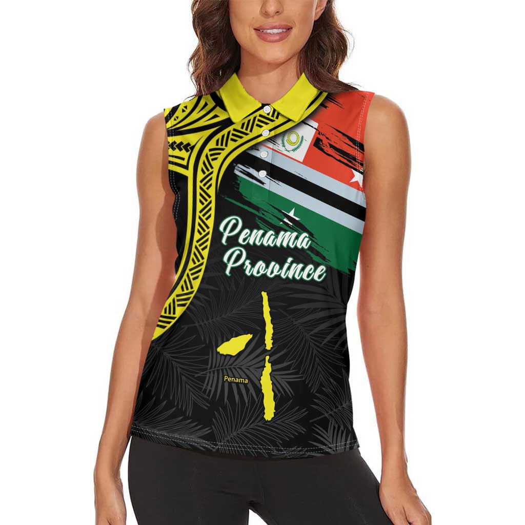 Personalised Vanuatu Penama Day Women Sleeveless Polo Shirt Grunge Flag Style - Polynesian Pride