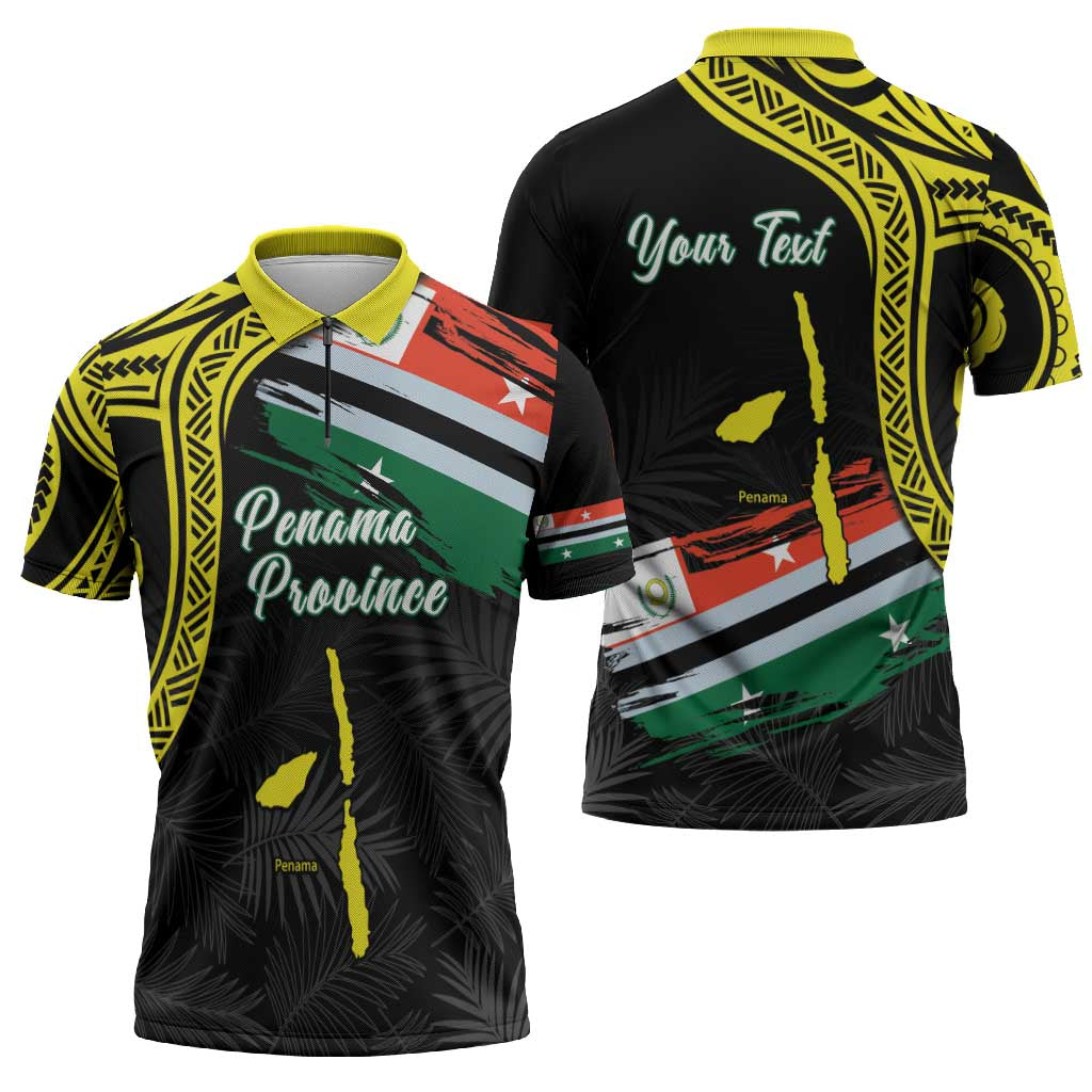 Personalised Vanuatu Penama Day Zipper Polo Shirt Grunge Flag Style - Polynesian Pride