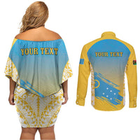 Personalised Vanuatu Sanma Day Couples Matching Off Shoulder Short Dress and Long Sleeve Button Shirt Special Style - Polynesian Pride