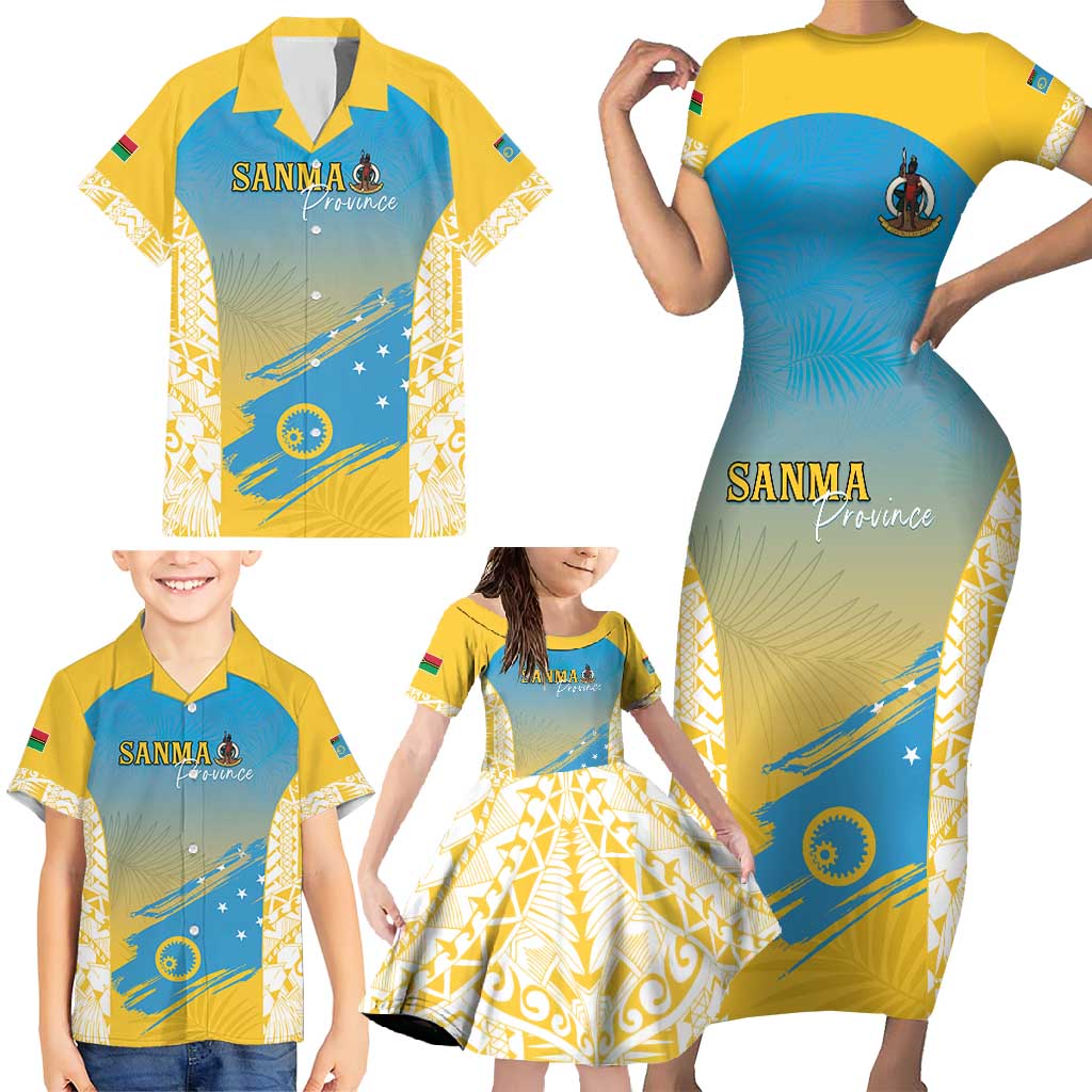 Personalised Vanuatu Sanma Day Family Matching Short Sleeve Bodycon Dress and Hawaiian Shirt Special Style - Polynesian Pride