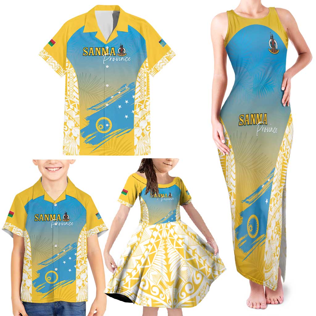 Personalised Vanuatu Sanma Day Family Matching Tank Maxi Dress and Hawaiian Shirt Special Style - Polynesian Pride