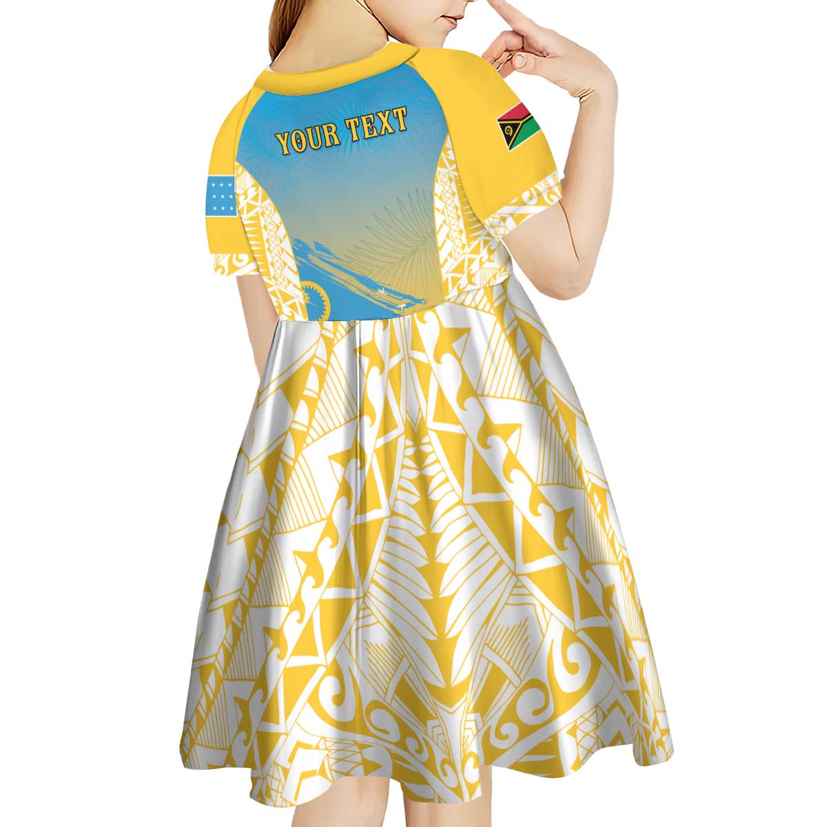 Personalised Vanuatu Sanma Day Kid Short Sleeve Dress Special Style - Polynesian Pride
