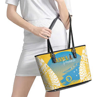 Vanuatu Sanma Day Leather Tote Bag Special Style - Polynesian Pride
