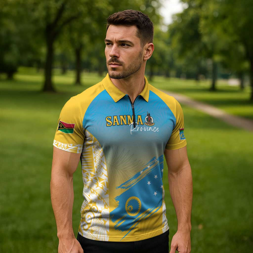 Personalised Vanuatu Sanma Day Zipper Polo Shirt Special Style - Polynesian Pride