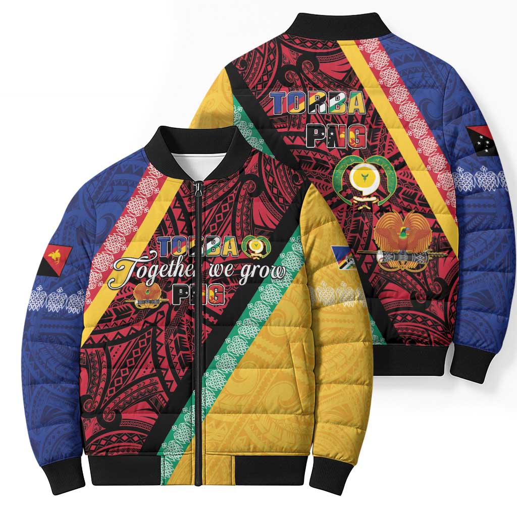 Love Torba PNG Day Bomber Puffer Jacket Together We Grow - Polynesian Pride