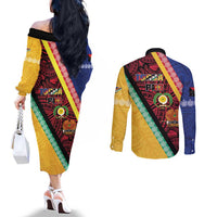 Love Torba PNG Day Couples Matching Off The Shoulder Long Sleeve Dress and Long Sleeve Button Shirt Together We Grow - Polynesian Pride