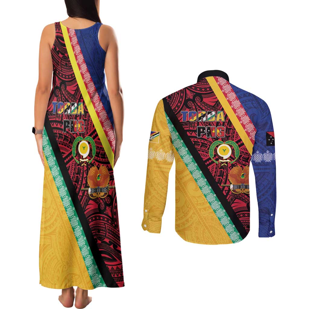 Love Torba PNG Day Couples Matching Tank Maxi Dress and Long Sleeve Button Shirt Together We Grow - Polynesian Pride