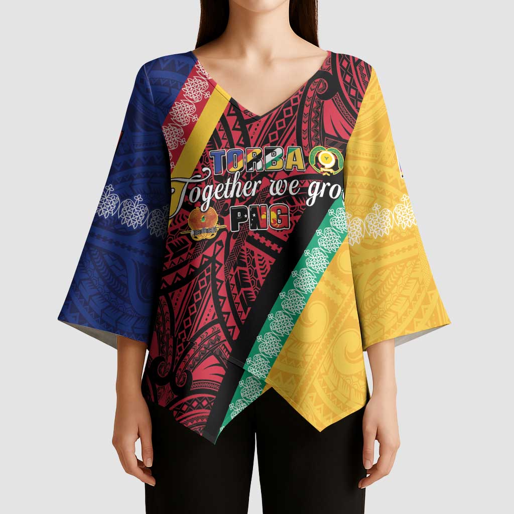 Love Torba PNG Day Kimono Sleeve Blouse Together We Grow - Polynesian Pride