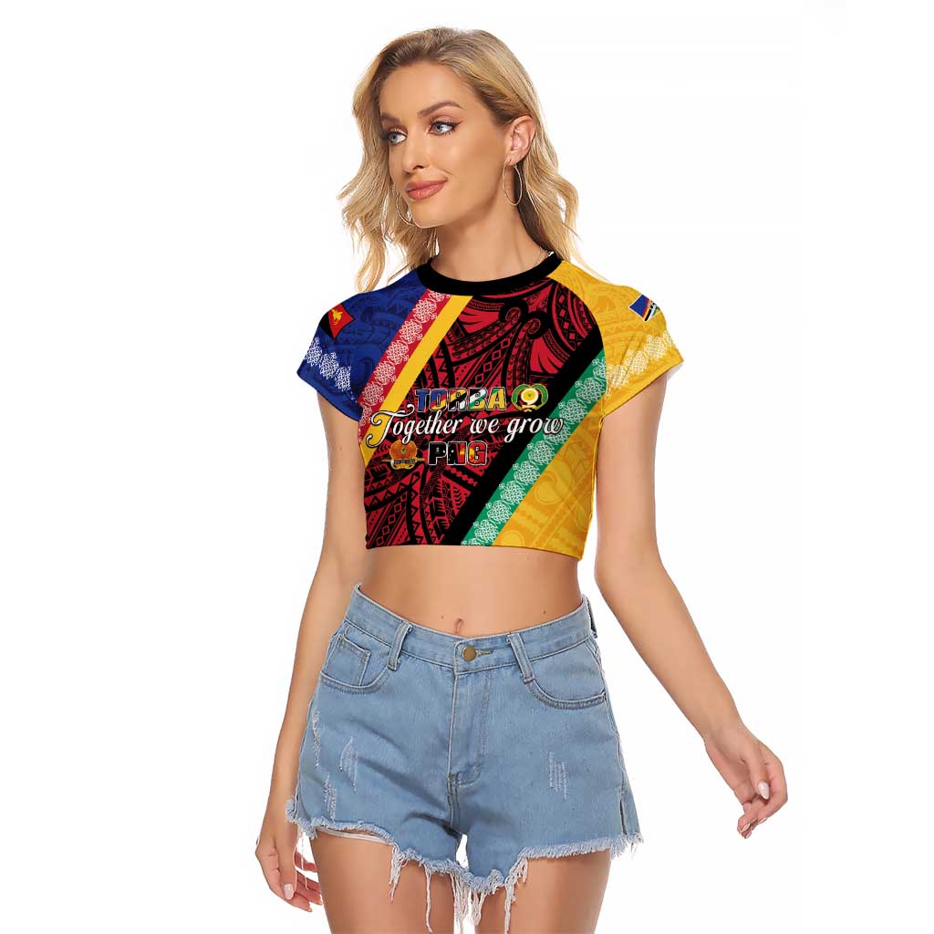 Love Torba PNG Day Raglan Cropped T Shirt Together We Grow - Polynesian Pride